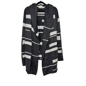 Max Studio Merino Wool Hooded Cardigan Sweater Women Size L Minimalist Preppy